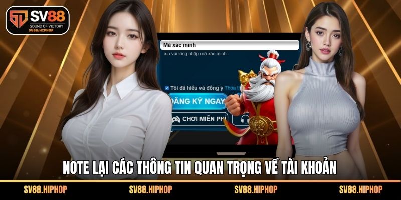 Note lại các thông tin quan trọng về tài khoản